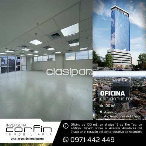 The top edificio de oficinas de gran nivel, oficina en piso 15 de 100 m2