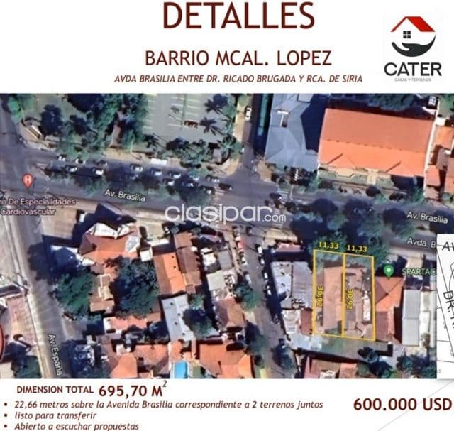 🔴 en venta 2 propiedades juntas sobre avda. Brasilia en Asunción 🔴