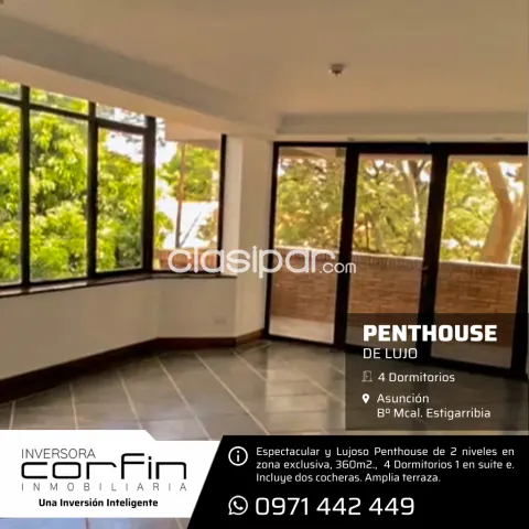 Espectacular y lujoso penthouse de 2 niveles, 360m2, 4 dmts. Barrio mcal estigarribia — foto 2