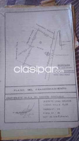 2,5 ha.de campo en zona villa flor-loma grande