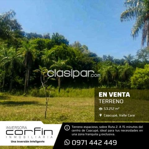 Terreno espacioso en caacupé, valle care, sobre ruta 2. 53,212 m², a 15 minutos del centro, foto 1