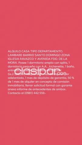 Casa tipo departamento.lambare barrio sto.domingo zona iglesia santo domingo, foto 2
