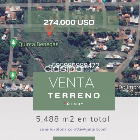 terreno de 5.488 m2 en Ñemby