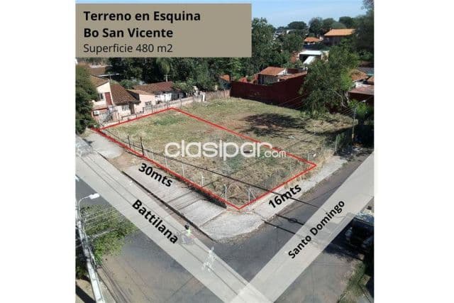 Terreno en esquina bo san vicente asuncion