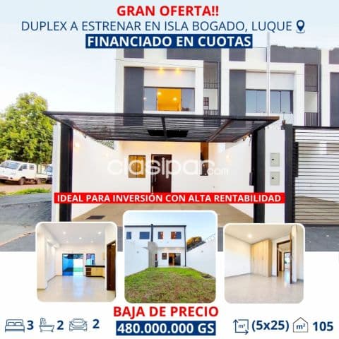 Duplex a estrenar. EN ISLA BOGADO