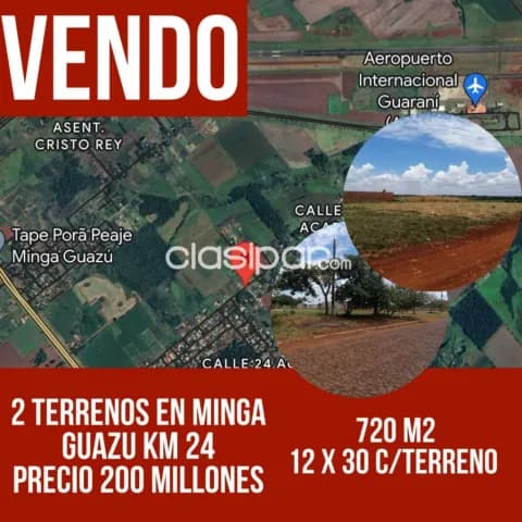 en Minga Guazu , Alto Parana. Km. 24!! 2 hermosos Terrenos de 12 X 30 m c/u — foto 2