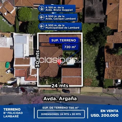 Amplio terreno de 720 m2 sobre avda. Argaña - felicidad, Lambaré, foto 2