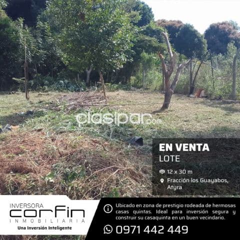 Atyra, exclusivo lote de 12 X 30mts. Fracción los guayabos, barrio san francisco