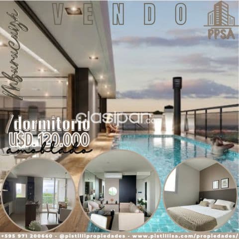 Departamento 1d full amoblado barrio mburucuyá