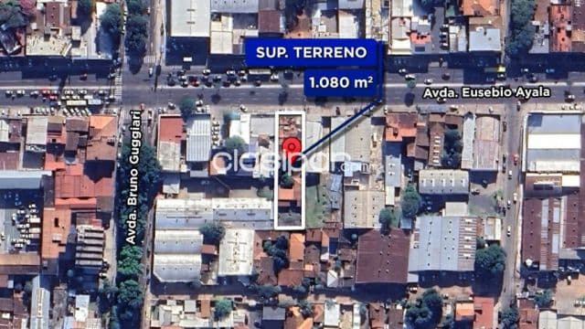 terreno de 1080m2 sobre Eusebio Ayala casi Bruno Guggiari
