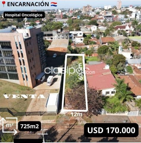 Lote de 725 m2 al lado del hospital oncológico de Encarnación — foto 1