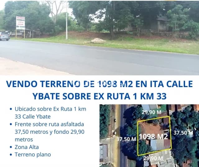 Sobre ex ruta 1 km 33 ita calle ybate terreno 1098 m2, foto 2