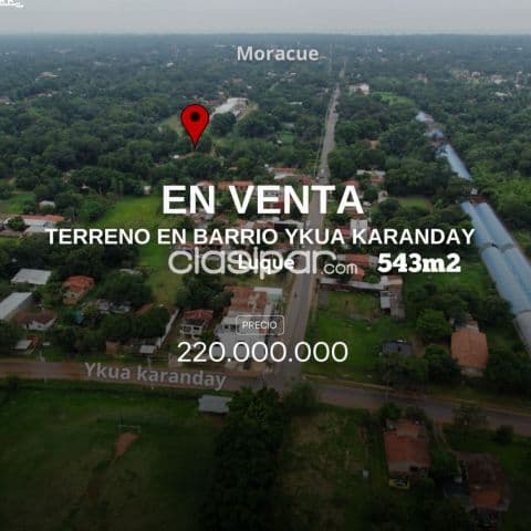 Terreno de 543m2 en ykua karanda'y