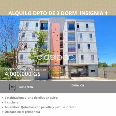 departamento de 3 dormitorios en edificio insignia 1