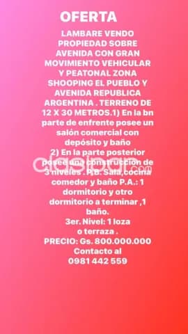 Oferta!!vendo casa z/ comercial. Lambare sobre avenida guaranies casi republica argentina — foto 2