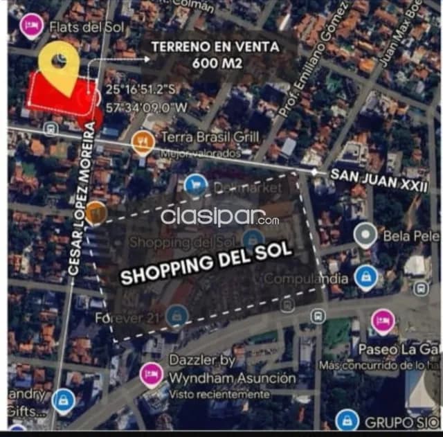 Unico terreno a 50 mtrs del shopping del sol 600 m2 c/15 mtrs de frente s/lopez more — foto 2