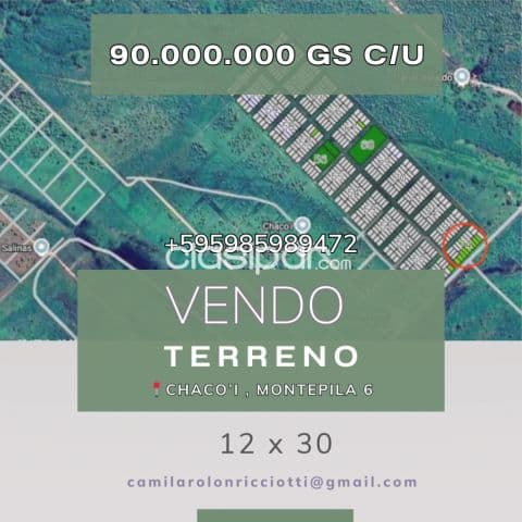 2 terrenos de 12 X 30 cada uno en chaco’i, monte pila 2 y 6