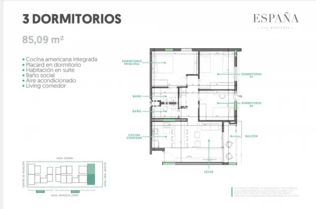 Departamento a estrenar en asuncion barrioLas Mercedes cod 5253 — foto 2