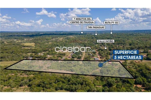 En venta 5 hectáreas sobre ruta patiño itaugua