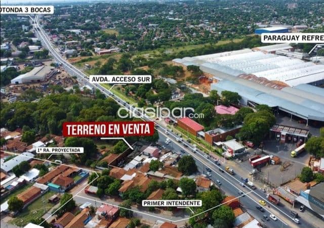 Terreno 457 m2 c/construcción s/acceso sur frente a coca cola Ñemby