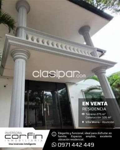 Residencia en Villa Morra, Asunción – terreno 275m2, construcción 326m2