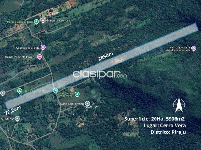 Pirayu a sólo 50km asu: 20 maravillosas hect. Naturaleza, cerro verá, p/ quintas, explotac, foto 1