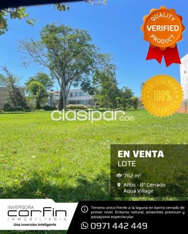Barrio cerrado aqua village de altos, lote de 762 m2