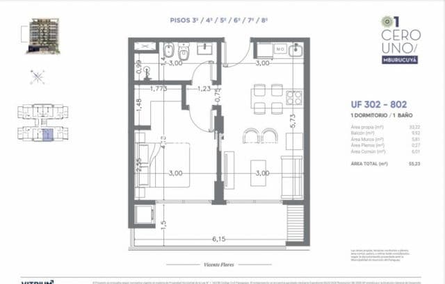 Departamento a estrenar en asuncion barrio mburucuya cod 5313 precio de 1 dormitorio