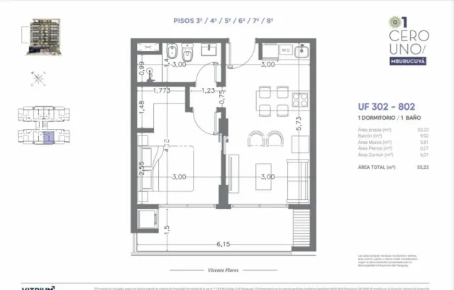 Departamento a estrenar en asuncion barrio mburucuya cod 5313 precio de 1 dormitorio — foto 2