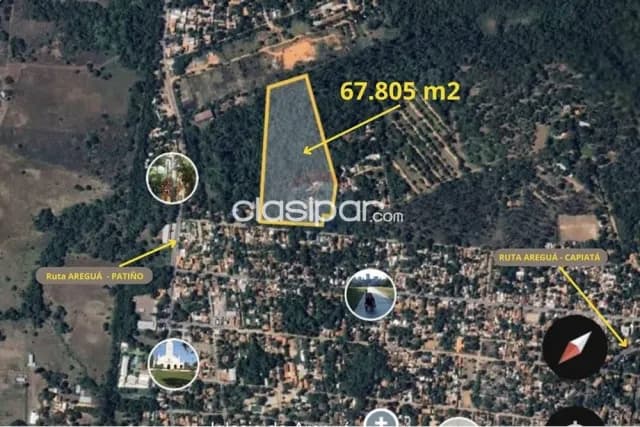 Terreno 67.805 m2-un poco mas de 6 hectarea-aregua centro a 400 mtrs de iglesia — foto 3
