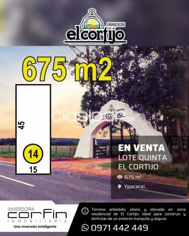 El cortijo, único lote quinta de 675 m2, totalmente arbolado, plano y alto — foto principal