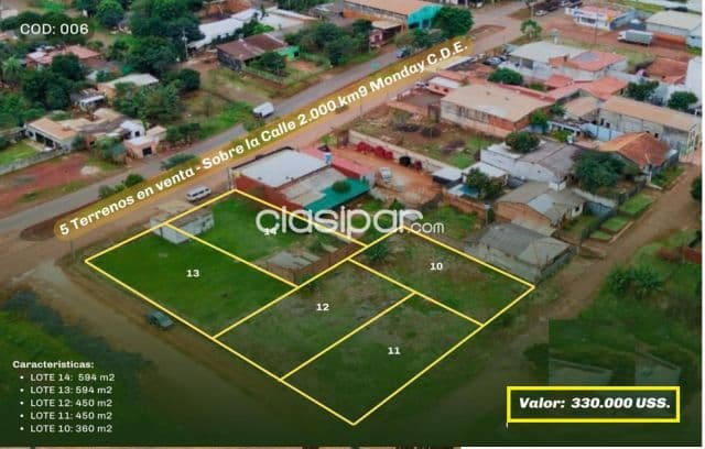 Ciudad del Este - 5 lotes formando conjunto de 2.500 m2 - esquina calle 2.000, foto 1