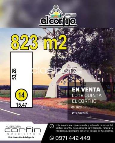El cortijo, 823 m2, 15,47 X 54,28 media cuadra a 2 km de la ruta San Bernardino - ypacarai, foto 2