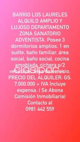 Amplio departamento zona sanatorio adventista,avenidas rca.argentina y mcal.lopez — foto 2