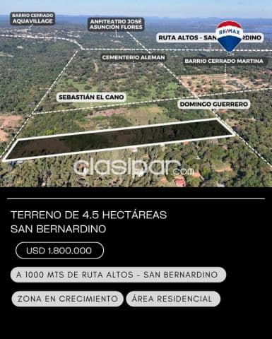 Terreno de 4.5 hectáreas en San Bernardino