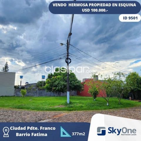 Terreno plano en esquina pdte franco ciudad del leste