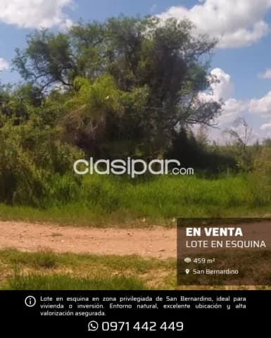 Lote en esquina de 459m² en San Bernardino, zona hotel la matilde, foto 2