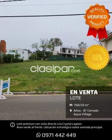 ¡lote premium aqua village! Vista a la crystal lagoon y área verde en frente – 768,59 m² — foto 2