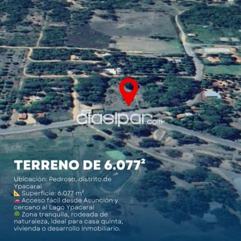 DE TERRENO DE 6.077 m² - Pedrozo, distrito de Ypacaraí