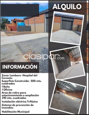 Lambare, hosp. Del corazón: 210 m2, a estrenar: 500 m2 + oficina + estacionamiento