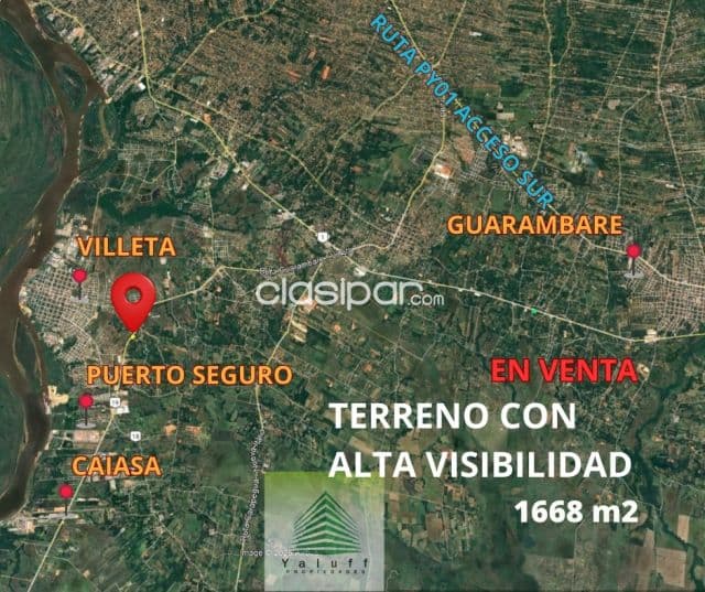 Terreno con alta visibilidad sobre asfalto zona puerto seguro en villeta