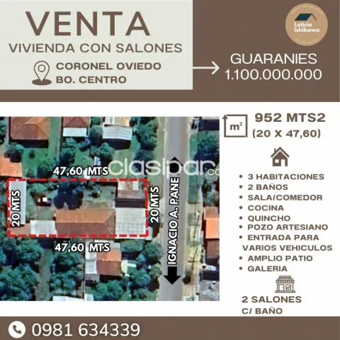 Oportunidad única en coronel oviedo – venta de residencia + salones en pleno centro — foto 3