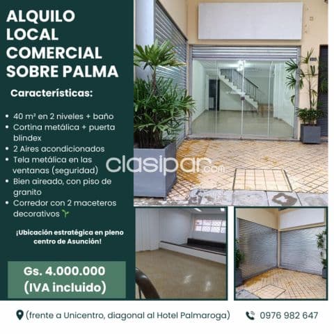 📍 Alquilo Local sobre Palma de 40 m²