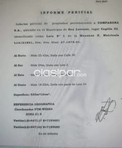 De terreno en esquina – San Lorenzo (zona palacio de justicia) — foto 3