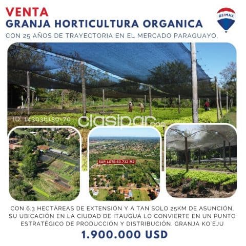 En venta granja de horticultura organica