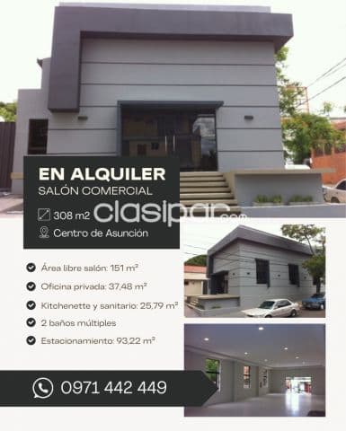 Salón comercial 308 m² en pleno centro de Asunción – manduvirá esq. O’leary