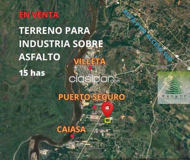 Terreno para industria o logística 15 has sobre asfalto en villeta zona puerto seguro — foto 1