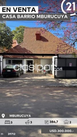Casa en venta de 3 habitaciones en Barrio Mburucuyá – Asunción