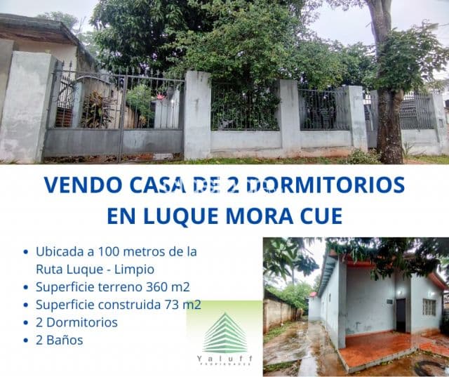 Casa de 2 dormitorios con amplio patio en Luque mora cue