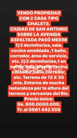 Ciudad de san antonio vendo propiedad con 2 casa tipo chalets s/ avenida paso medim, foto 2